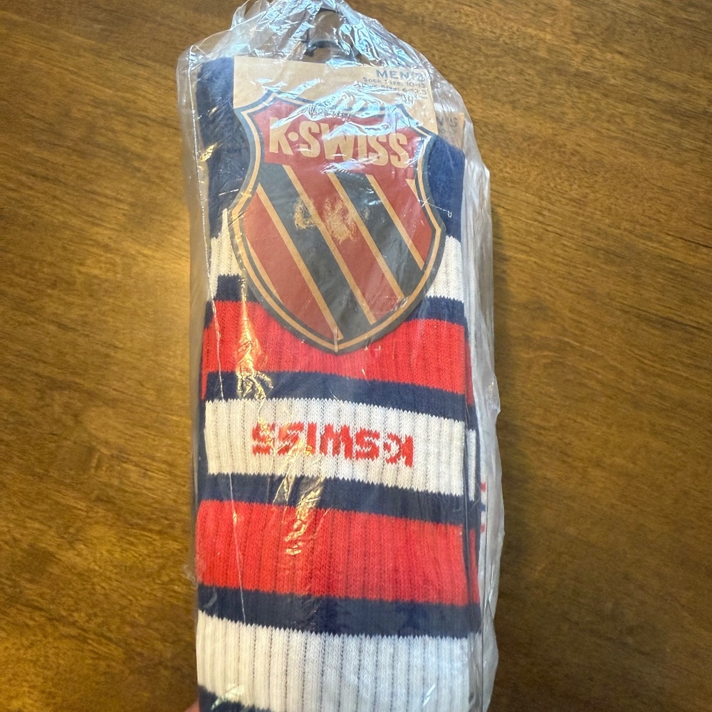 K-Swiss Socks Shin High Brand New In Plastic 8 Pack Blue and White